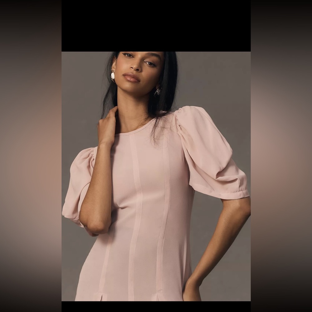Anthropology, modern sheer midi dress. Violet color. - Picture 4 of 10